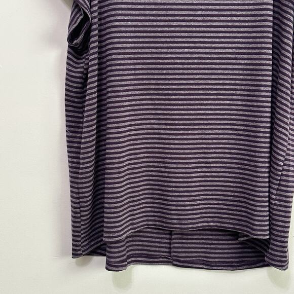 Ideology Tee Top Plus 3X Short Sleeve Active Back Cutout Eggplant Stripe NEW - Picture 4 of 11